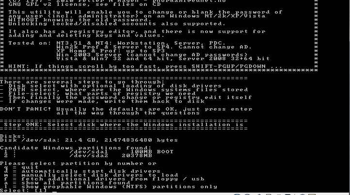 Выбор раздела на котором установлена Windows